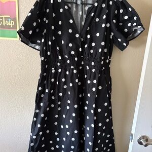 a new day Black Dress with White Polka Dots